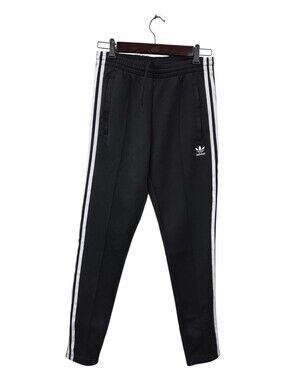 adidas Black Joggers with White Side Stripes - Small